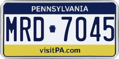 PA license plate MRD7045