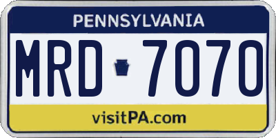 PA license plate MRD7070