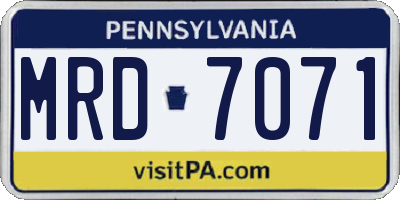 PA license plate MRD7071