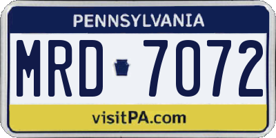 PA license plate MRD7072