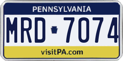 PA license plate MRD7074