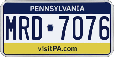 PA license plate MRD7076