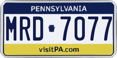 PA license plate MRD7077