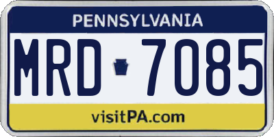 PA license plate MRD7085