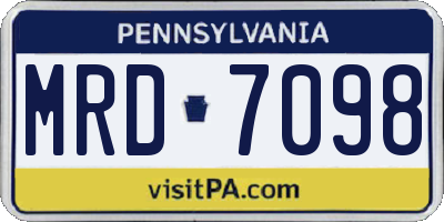 PA license plate MRD7098