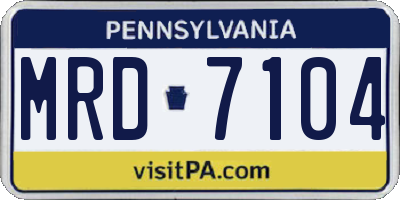 PA license plate MRD7104
