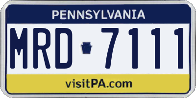 PA license plate MRD7111
