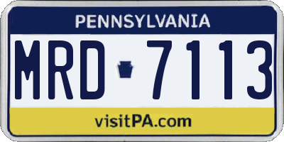 PA license plate MRD7113