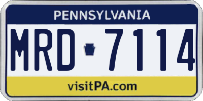 PA license plate MRD7114