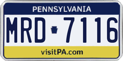 PA license plate MRD7116