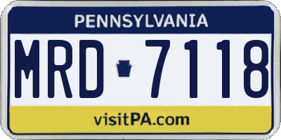PA license plate MRD7118