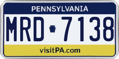 PA license plate MRD7138