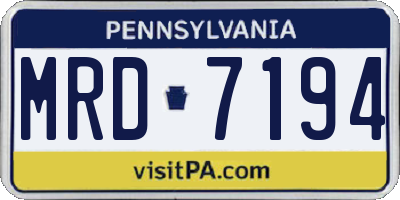 PA license plate MRD7194