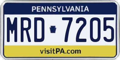 PA license plate MRD7205