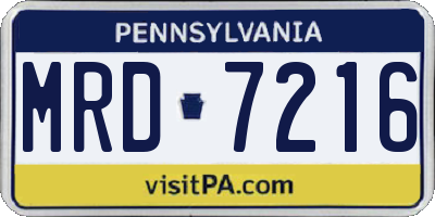 PA license plate MRD7216