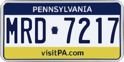 PA license plate MRD7217