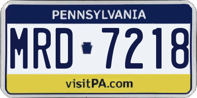 PA license plate MRD7218