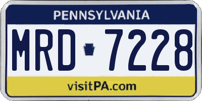 PA license plate MRD7228