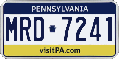 PA license plate MRD7241
