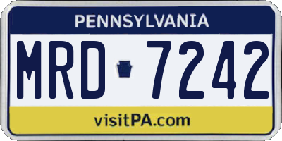 PA license plate MRD7242