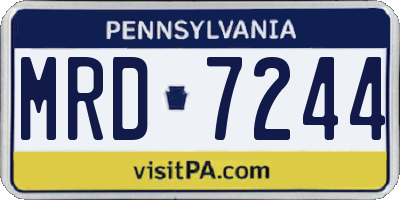 PA license plate MRD7244