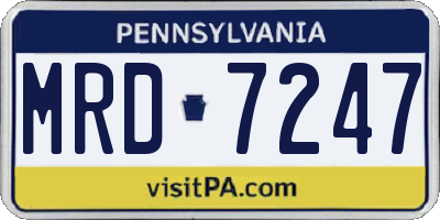 PA license plate MRD7247