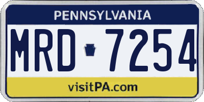 PA license plate MRD7254
