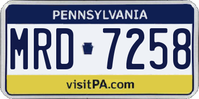 PA license plate MRD7258