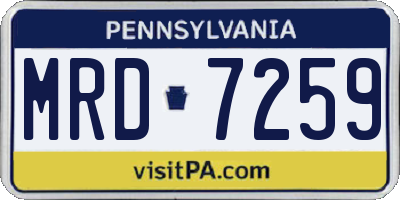 PA license plate MRD7259