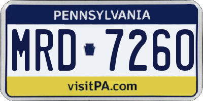 PA license plate MRD7260
