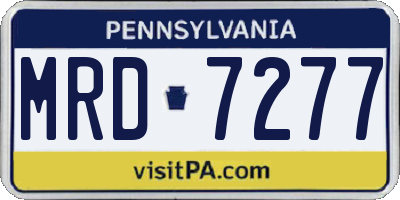 PA license plate MRD7277