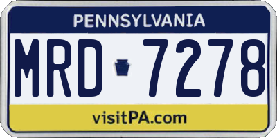 PA license plate MRD7278