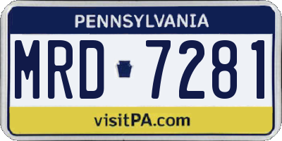 PA license plate MRD7281