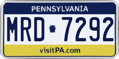 PA license plate MRD7292