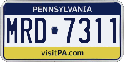 PA license plate MRD7311