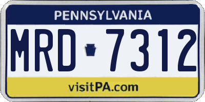 PA license plate MRD7312