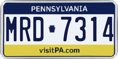 PA license plate MRD7314
