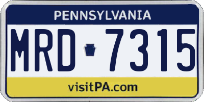 PA license plate MRD7315