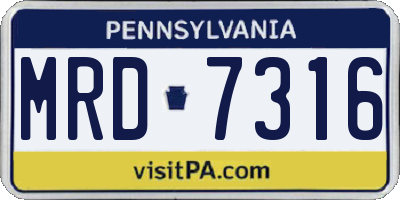 PA license plate MRD7316