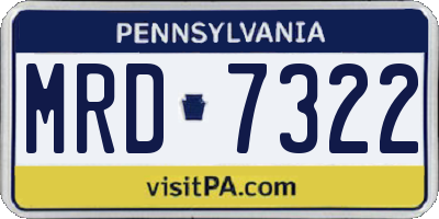PA license plate MRD7322