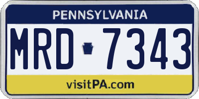 PA license plate MRD7343