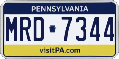 PA license plate MRD7344