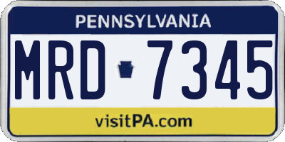 PA license plate MRD7345