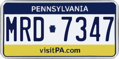 PA license plate MRD7347