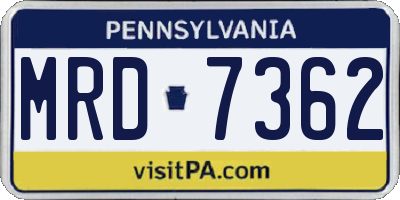 PA license plate MRD7362