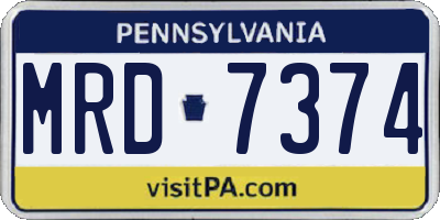 PA license plate MRD7374
