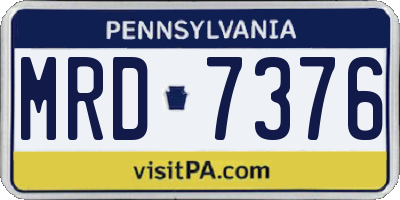 PA license plate MRD7376