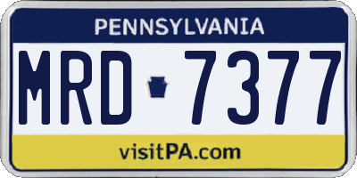 PA license plate MRD7377
