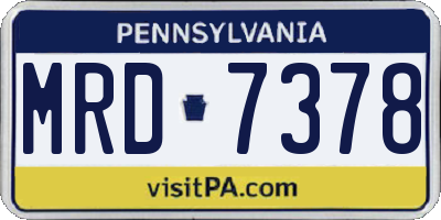 PA license plate MRD7378