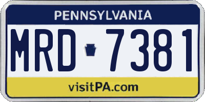 PA license plate MRD7381